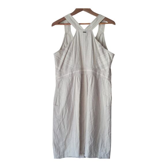 Prana Dresses Grace Trail Dress Women's Size XL Cream Button Stone‎ Stripe - Picture 2 of 10